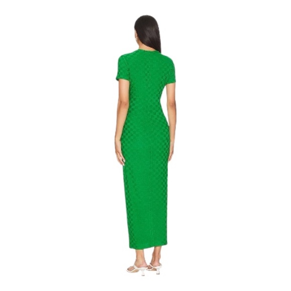 Amanda Uprichard Rosaria Checkered Crew Neck Maxi Dress in Green, Sz Small - Picture 2 of 6